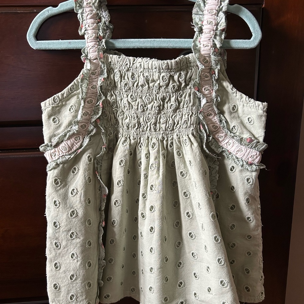 Anthropologie Kids Eyelet Ruffle Top in Light Green - Picture 1 of 5
